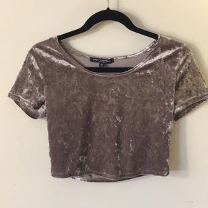 ONE CLOTHING CRUSHED VELVET CROP TOP SIZE M